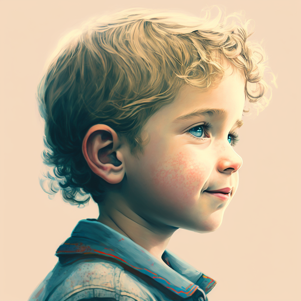 A young boy aged 7, side profile looking right, 8K, ultra detailed illustration